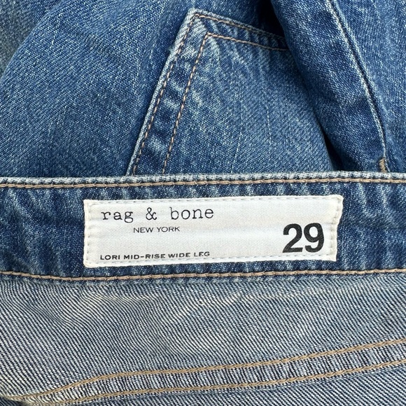 Rag & Bone Logan Wmns Featherweight Long Wide‑Leg Mid-rise Jeans|Covington ~29 - Picture 4 of 7